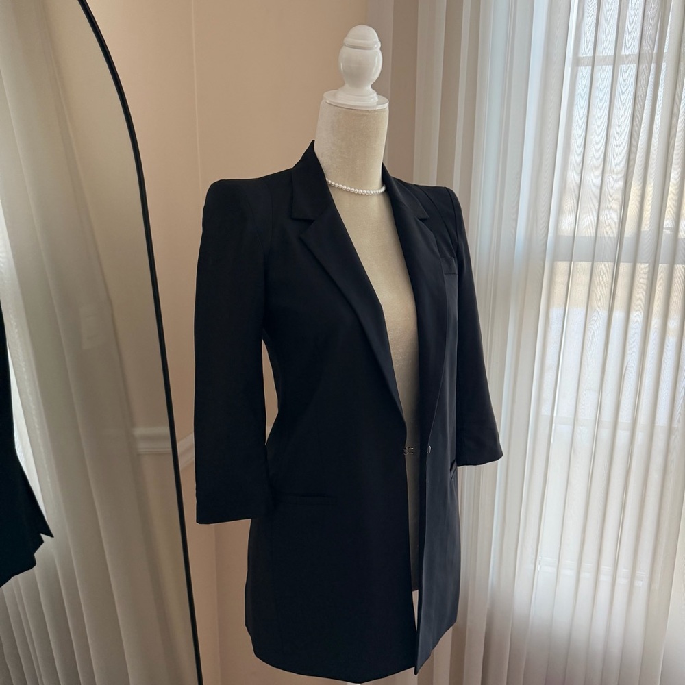 Elizabeth & James Black Longline Blazer Size 0 - Picture 4 of 9